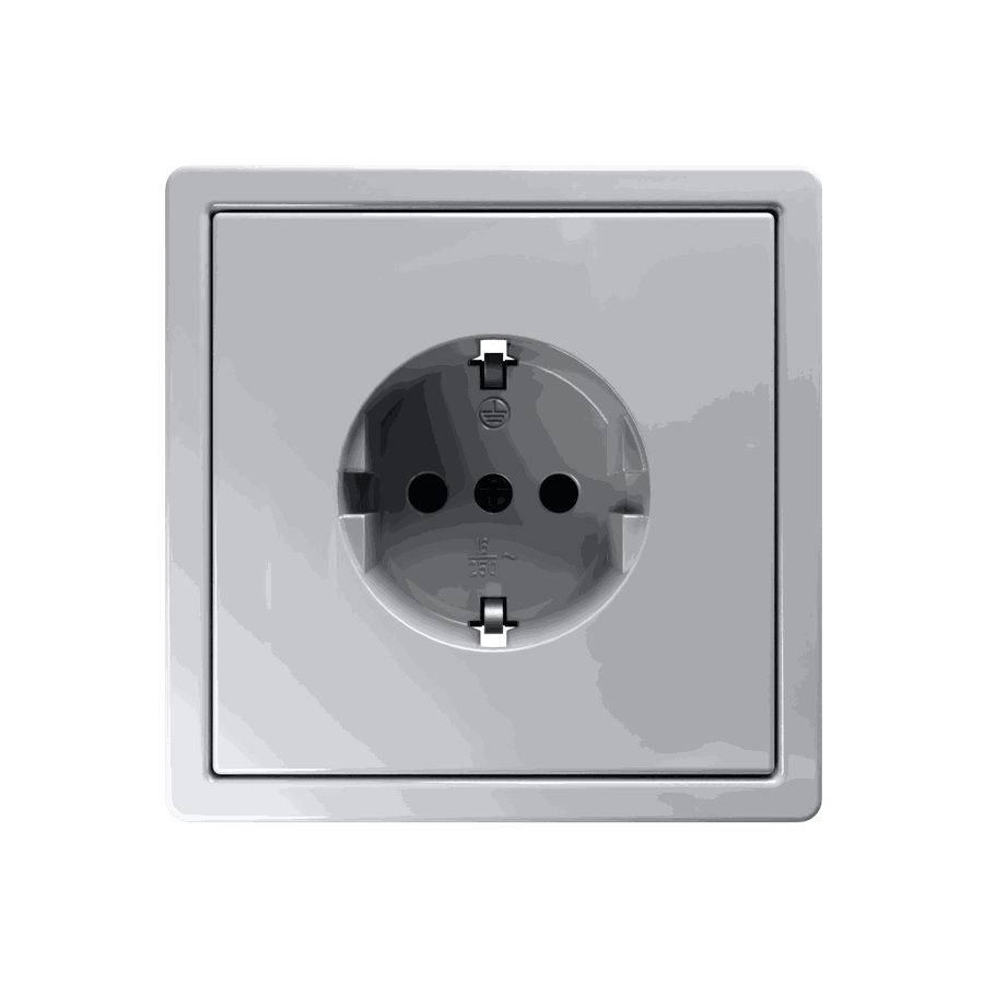 Розетка SCHUKO© с защитными шторками 16A 250V~ 2P+T, цвет белый глянцевый