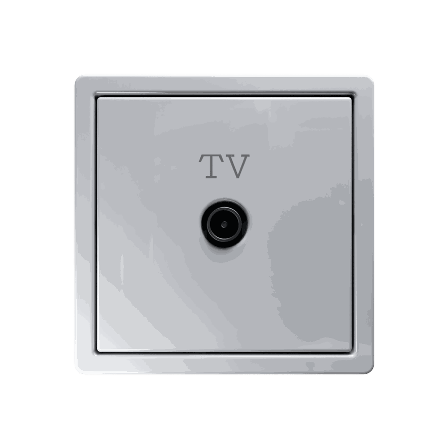 Розетка TV Φ9.5mm оконечная с накладкой, цвет белый глянцевый