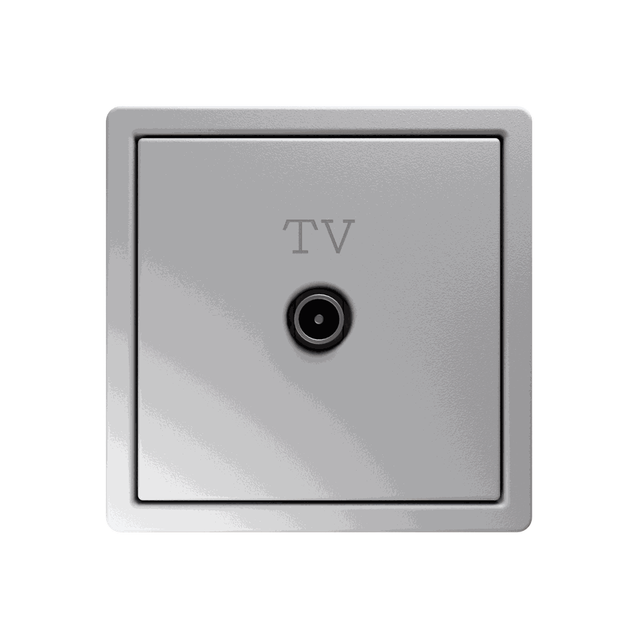 Розетка TV Φ9.5mm оконечная с накладкой, цвет алюминий