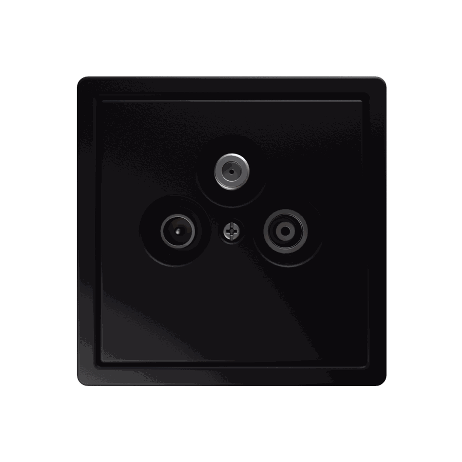 Розетка TV+FM+SAT Φ9.5mm оконечная с накладкой, цвет Черный матовый (soft touch)