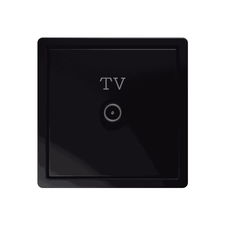 Розетка TV Φ9.5mm оконечная с накладкой, цвет Черный матовый (soft touch)
