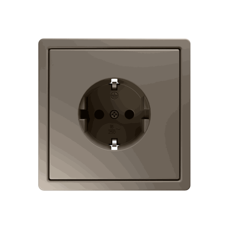 Розетка SCHUKO© с защитными шторками 16A 250V~ 2P+T, цвет Никель