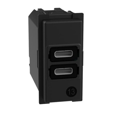 Механизм зарядного устройства USB 2 разъёма тип - C/C 15 Вт/3000мА 1 модуль
