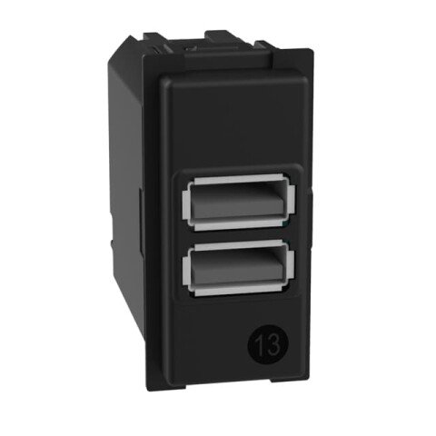 Механизм зарядного устройства USB 2 разъёма тип - A/A 15 Вт/3000мА 1 модуль