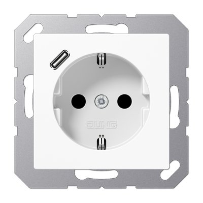 Розетка SCHUKO® с USB-зарядным устройством, тип С; термопласт; белый