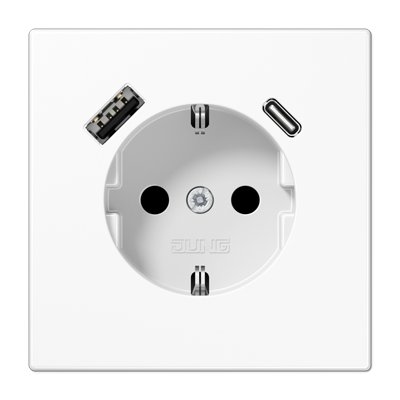 15CAWW  Розетка SCHUKO® с USB-зарядным устройством, тип A + тип С; термопласт; белый