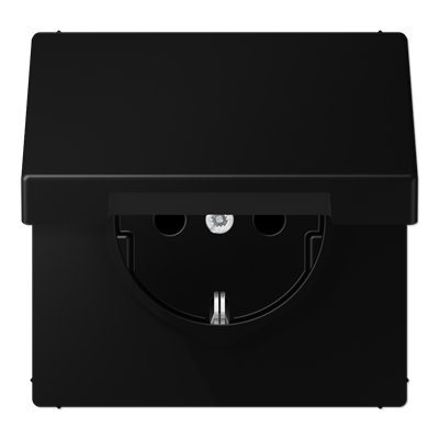 JUNG LS 990 Черный матовый Розетка с крышкой, SCHUKO