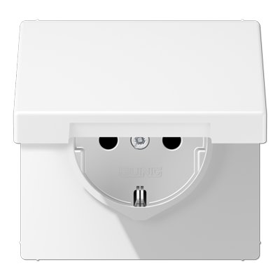 JUNG LS 990 Белый матовый Розетка с крышкой, SCHUKO