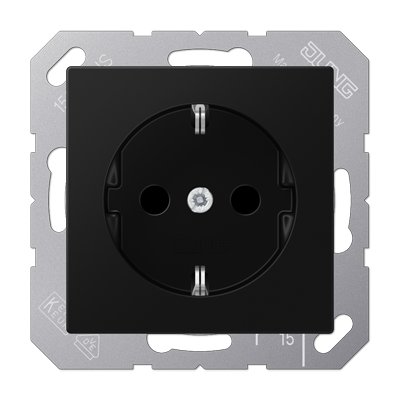 JUNG A Flow/A 550 Черный матовый Розетка 16A 250V с защитой от детей, SCHUKO