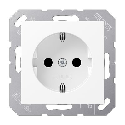 JUNG A Flow/A 550 Белый матовый Розетка 16A 250V с защитой от детей, SCHUKO