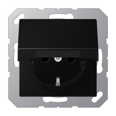 JUNG A Flow/A 550 Черный матовый Розетка 16A 250V с крышкой, SCHUKO