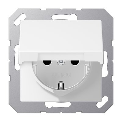 JUNG A Flow/A 550 Белый матовый Розетка 16A 250V с крышкой, SCHUKO