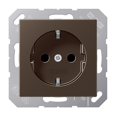 розетка SCHUKO 16A 250V~ с защитой от детей; термопласт; мокка