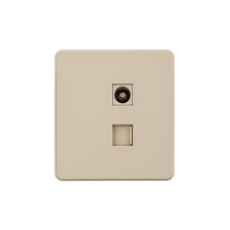 Розетка ROUND компьютерная RJ45 кат6 + TV с/у шелк KRANZ