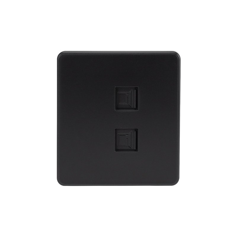 Розетка ROUND компьютерная двойная RJ45+RJ45 кат6 с/у оникс KRANZ