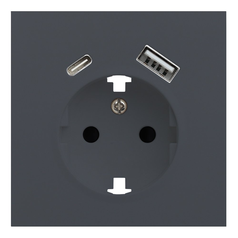 Лицевая панель для розетки 2к+з с USB A+C