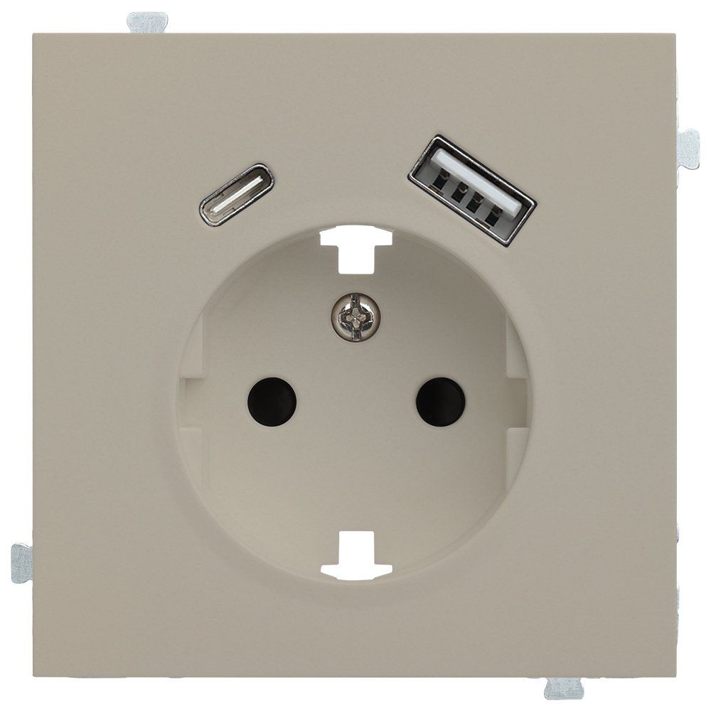Лицевая панель для розетки 2к+з с USB A+C