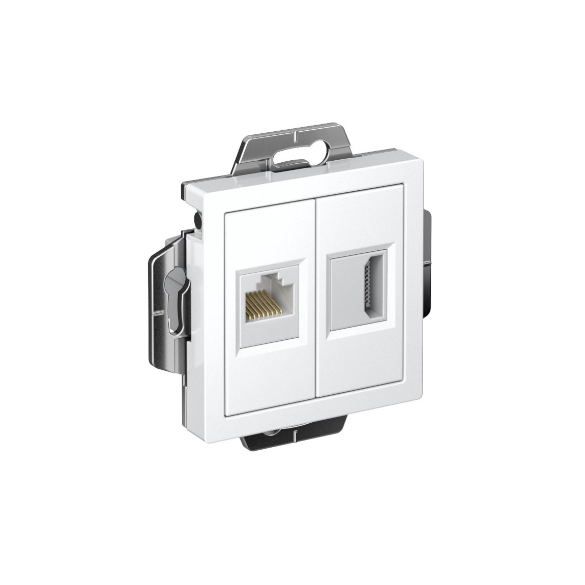 ATLASDESIGN РОЗЕТКА двойная HDMI+RJ45, кат. 5е, механизм, БЕЛЫЙ