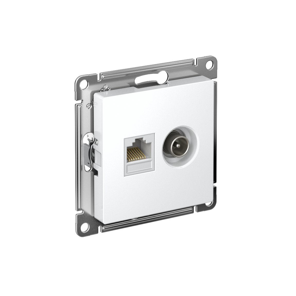 ATLASDESIGN РОЗЕТКА двойная ТВ + компьютерная RJ45 кат. 5e, механизм, БЕЛЫЙ