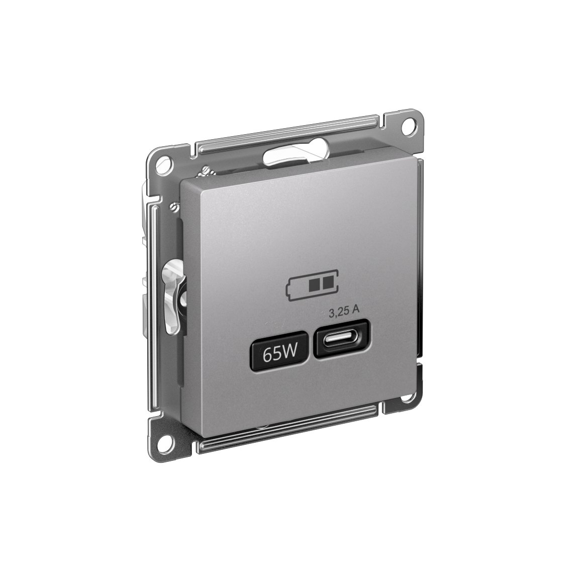 ATLASDESIGN USB РОЗЕТКА тип-С 65Вт высокоскор.заряд. QC, PD, механизм, АЛЮМИНИЙ