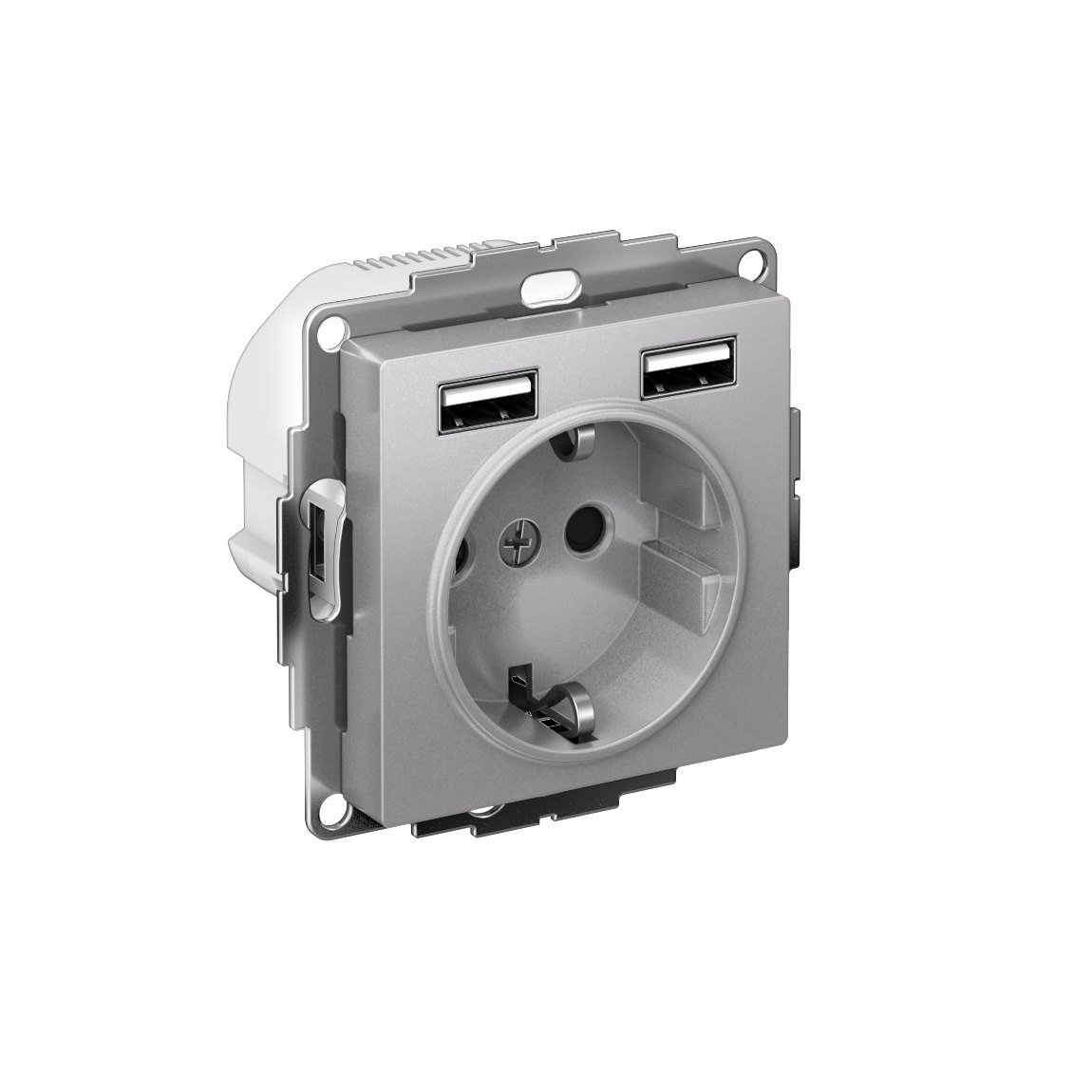 ATLASDESIGN РОЗЕТКА 16А c 2 USB A+A, 5В/2,4А, 2х5В/1,2А, механизм, АЛЮМИНИЙ