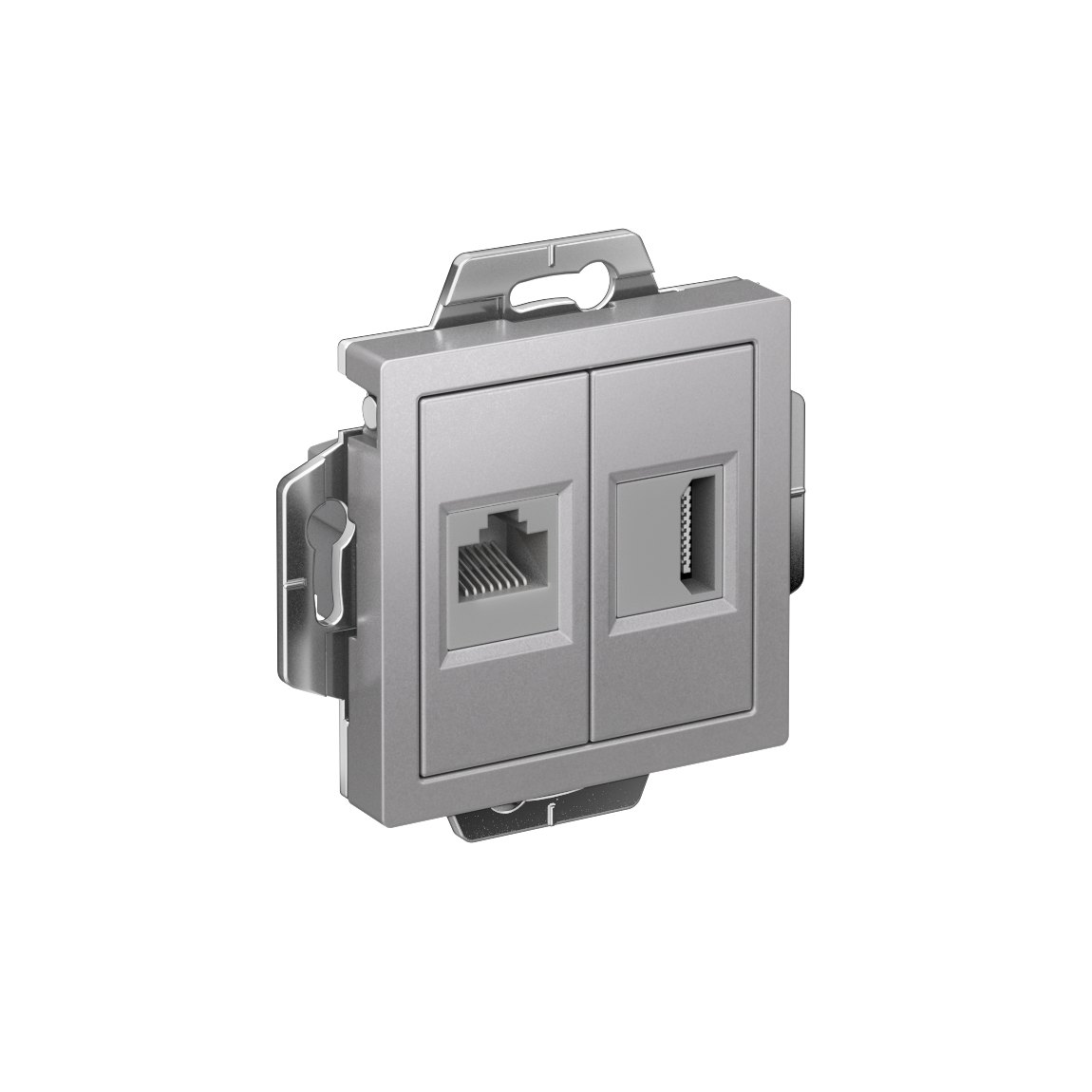 ATLASDESIGN РОЗЕТКА двойная HDMI+RJ45, кат. 5е, механизм, АЛЮМИНИЙ