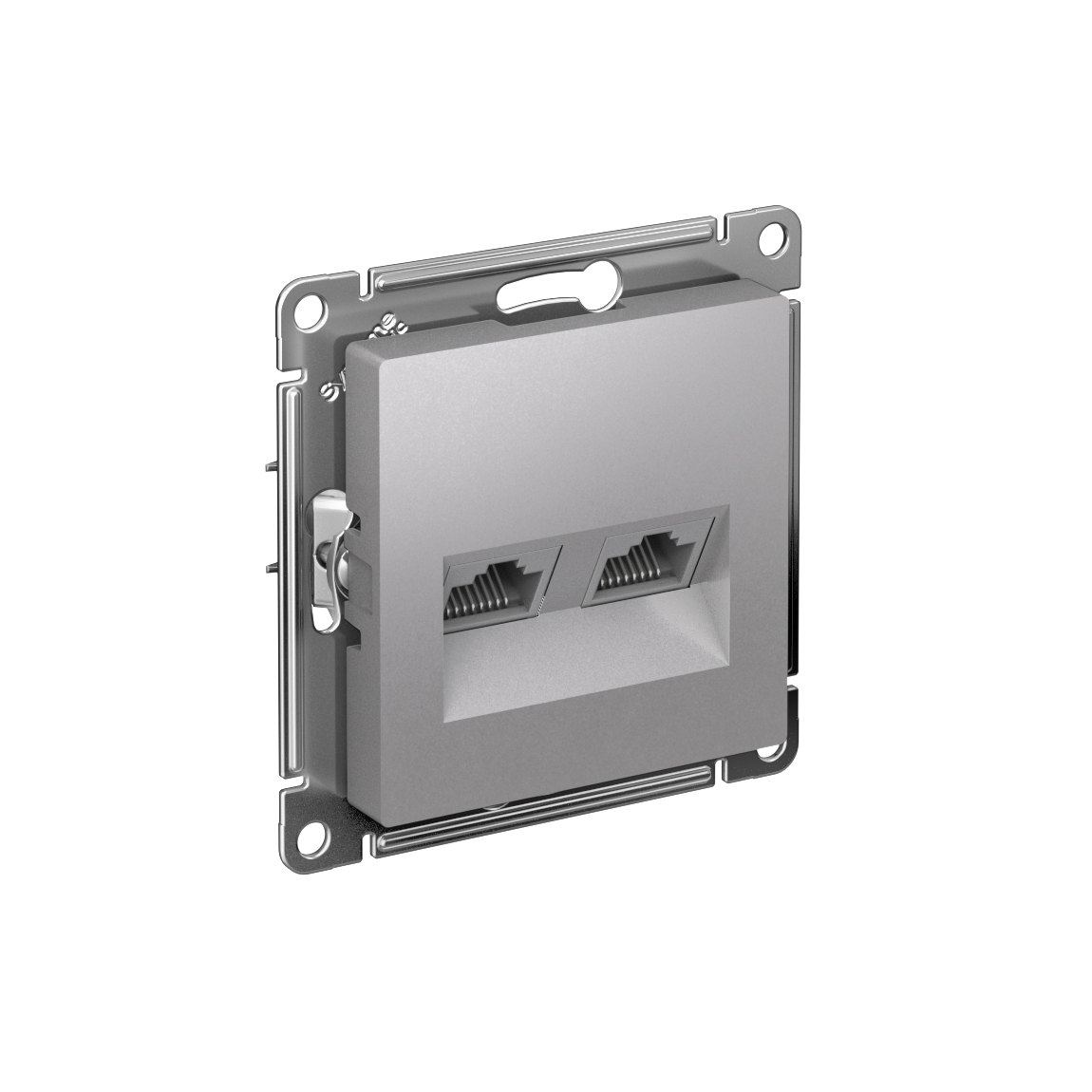 ATLASDESIGN РОЗЕТКА двойная компьютерная RJ45+RJ45 кат. 5e, механизм, АЛЮМИНИЙ