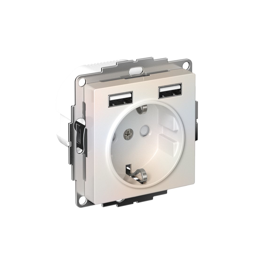 ATLASDESIGN РОЗЕТКА 16А c 2 USB A+A, 5В/2,4А, 2х5В/1,2А, механизм, ЖЕМЧУГ