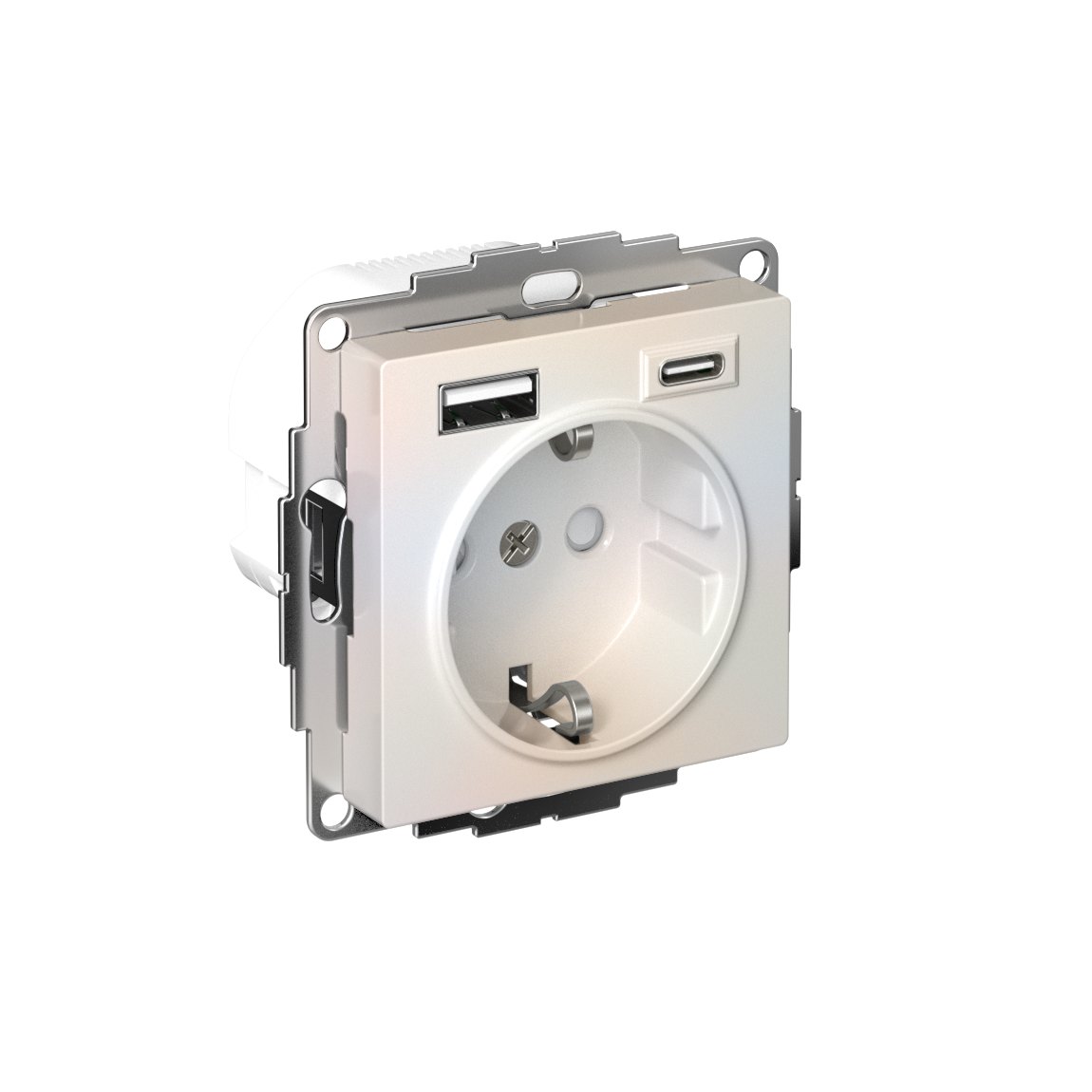 ATLASDESIGN РОЗЕТКА 16А c 2 USB A+C, 5В/2,4А/3,0А, 2х5В/1,5А, механизм, ЖЕМЧУГ