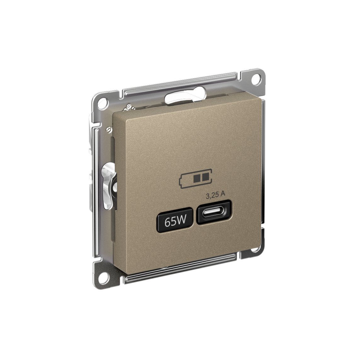 ATLASDESIGN USB РОЗЕТКА тип-С 65Вт высокоскор.заряд. QC, PD, механизм, ШАМПАНЬ