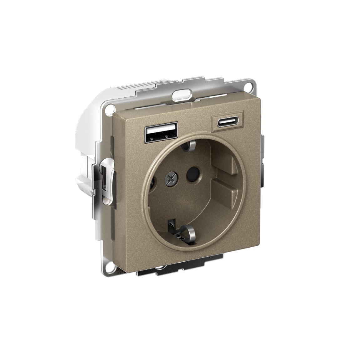 ATLASDESIGN РОЗЕТКА 16А c 2 USB A+C, 5В/2,4А/3,0А, 2х5В/1,5А, механизм, ШАМПАНЬ