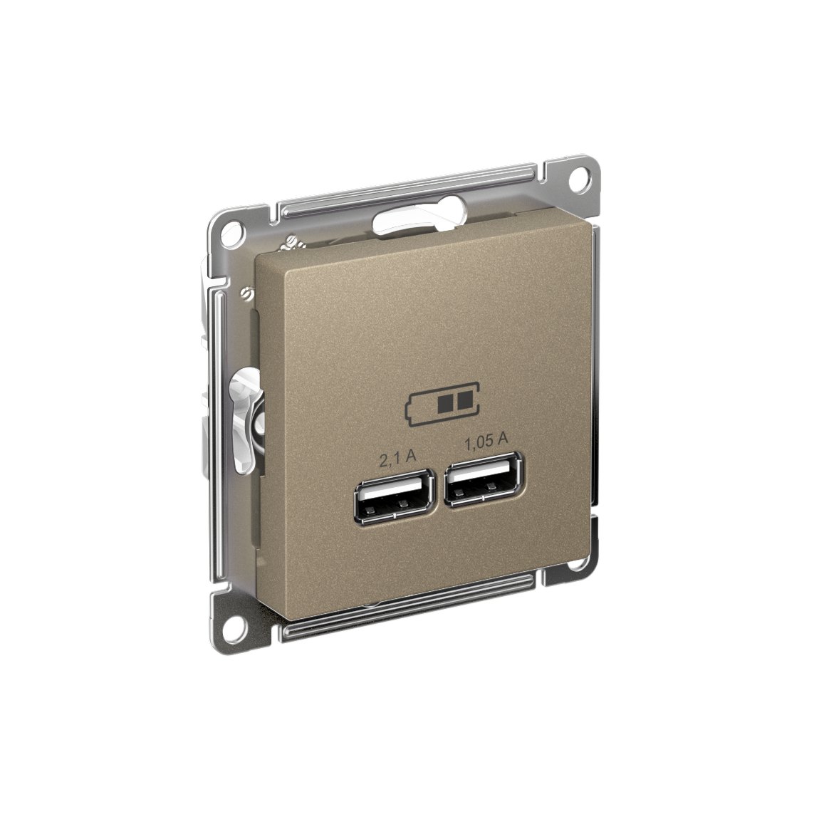 ATLASDESIGN USB РОЗЕТКА A+A, 5В/2,1А, 2х5В/1,05А, механизм, ШАМПАНЬ