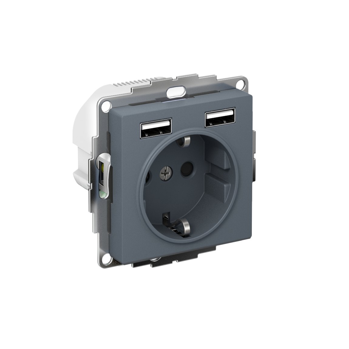ATLASDESIGN РОЗЕТКА 16А c 2 USB A+A, 5В/2,4А, 2х5В/1,2А, механизм, ГРИФЕЛЬ