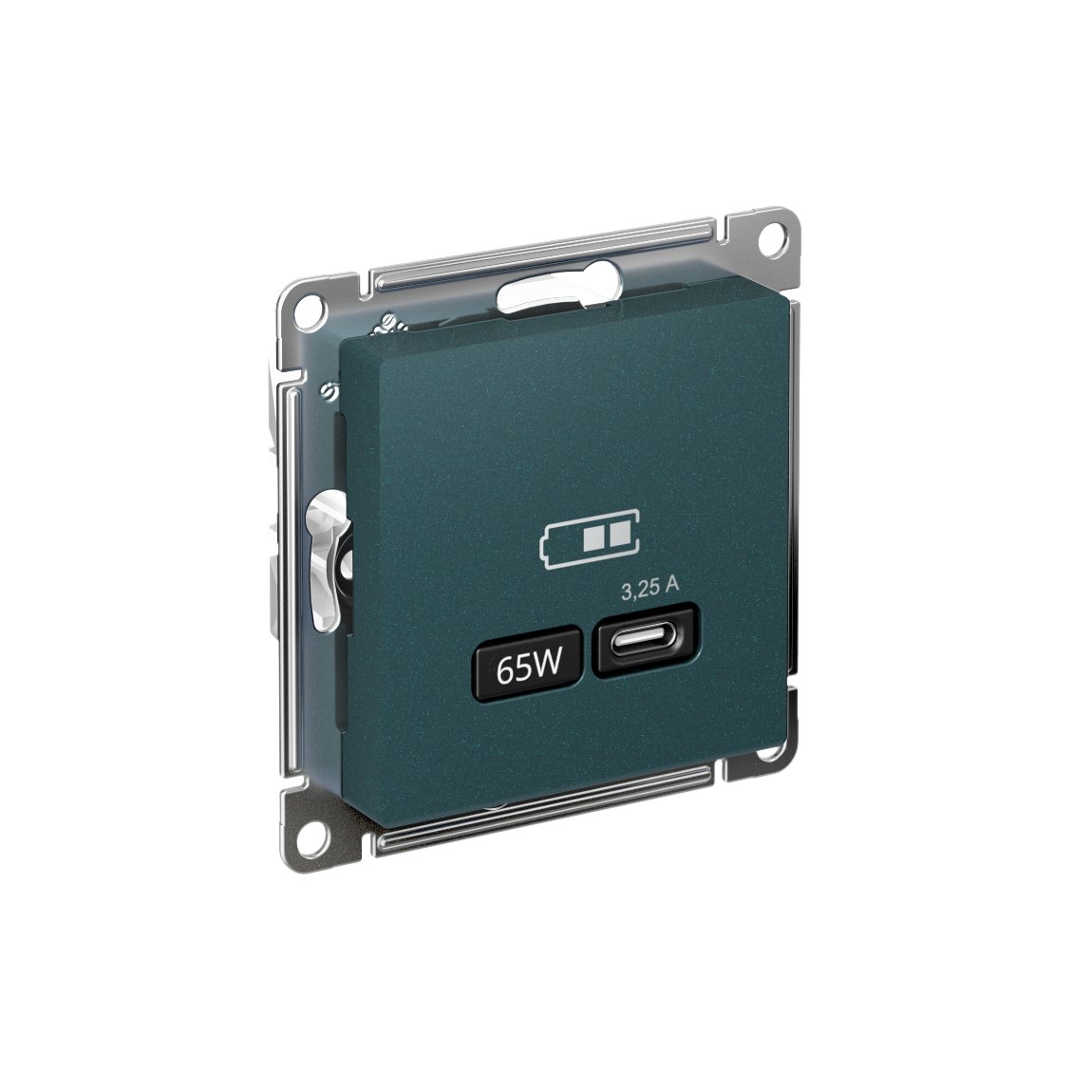 ATLASDESIGN USB РОЗЕТКА тип-С 65Вт высокоскор.заряд. QC, PD, механизм, ИЗУМРУД