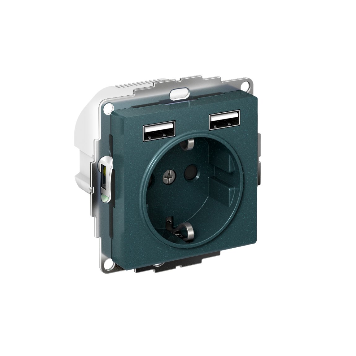ATLASDESIGN РОЗЕТКА 16А c 2 USB A+A, 5В/2,4А, 2х5В/1,2А, механизм, ИЗУМРУД
