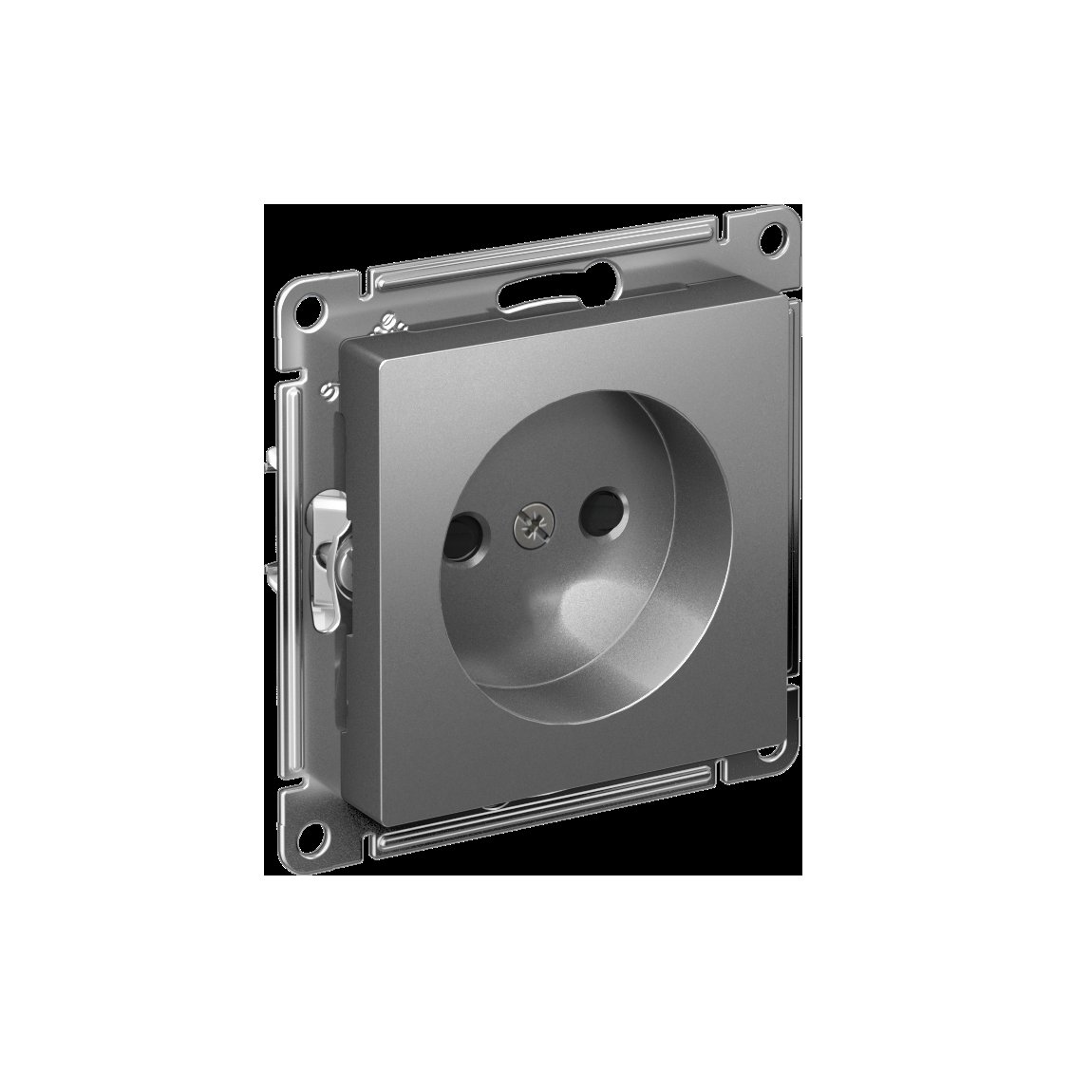 ATLASDESIGN РОЗЕТКА без заземления со шторками, 16А, мех., быстрозажим. клем., СТАЛЬ