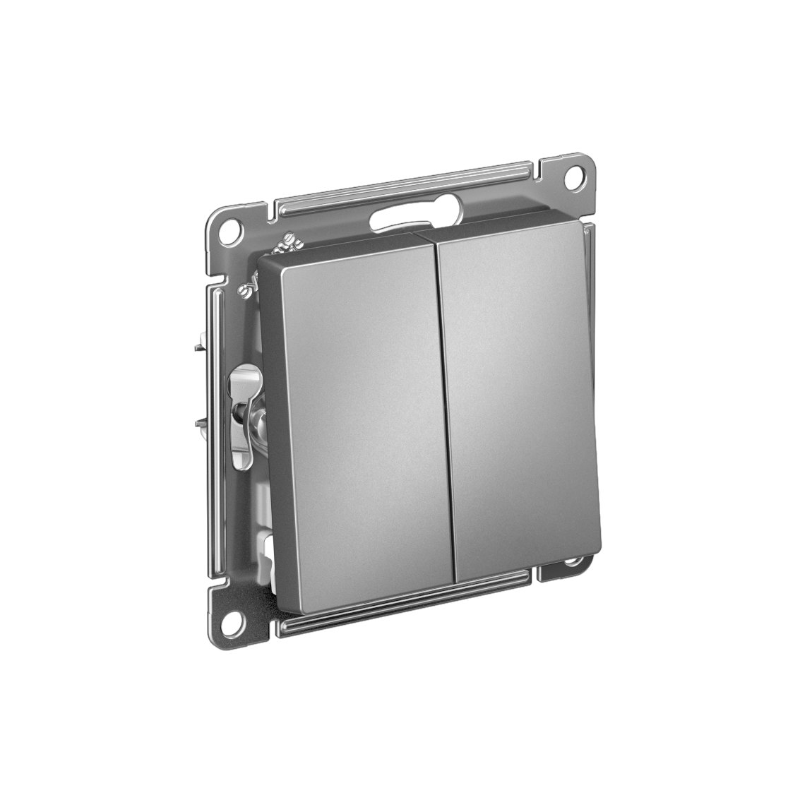 ATLASDESIGN 2-клавишный ПЕРЕКЛЮЧАТЕЛЬ, сх.6+6, 10АХ, механизм, СТАЛЬ