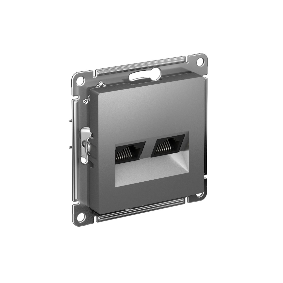 ATLASDESIGN РОЗЕТКА двойная компьютерная RJ45+RJ45 кат. 5e, механизм, СТАЛЬ