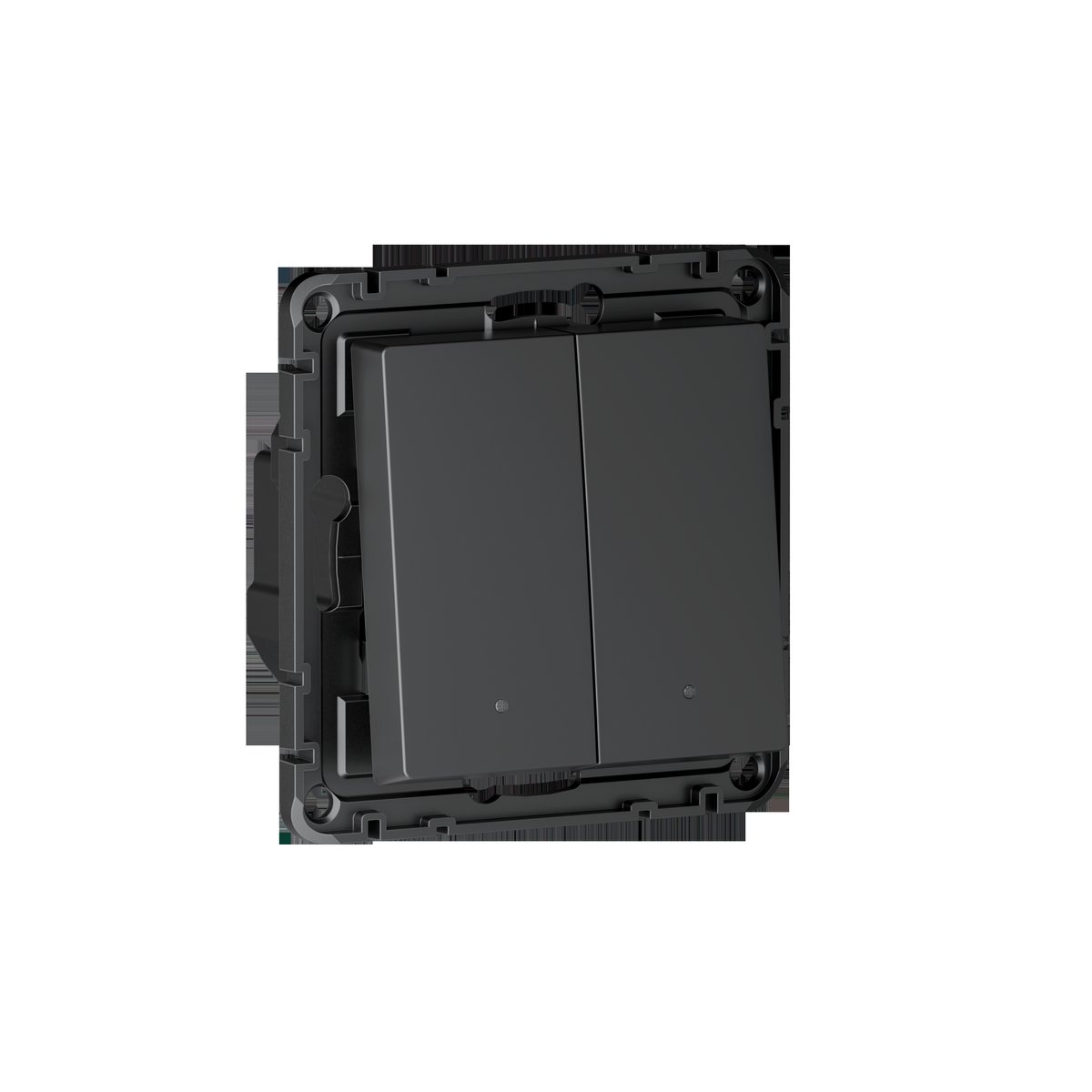 ATLASDESIGN SMART 2-кл. ВЫКЛЮЧАТЕЛЬ с подсв. с опц.нейтралью, Zigbee, сх.1, L(N), 10А, мех., КАРБОН