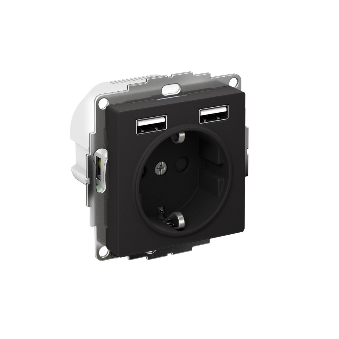 ATLASDESIGN РОЗЕТКА 16А c 2 USB A+A, 5В/2,4А, 2х5В/1,2А, механизм, КАРБОН