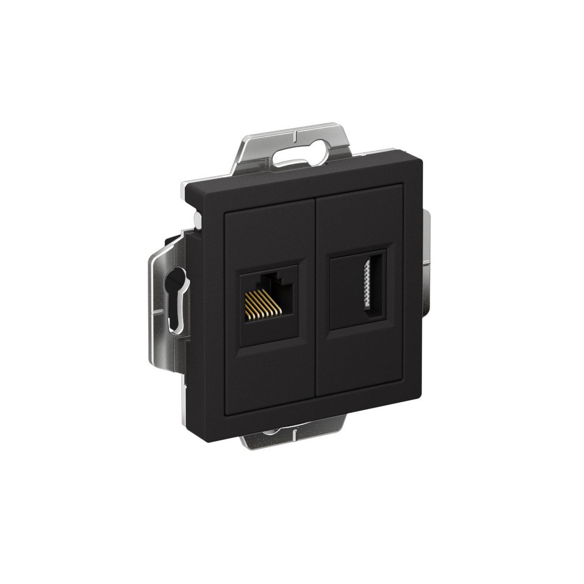ATLASDESIGN РОЗЕТКА двойная HDMI+RJ45, кат. 5е, механизм, КАРБОН
