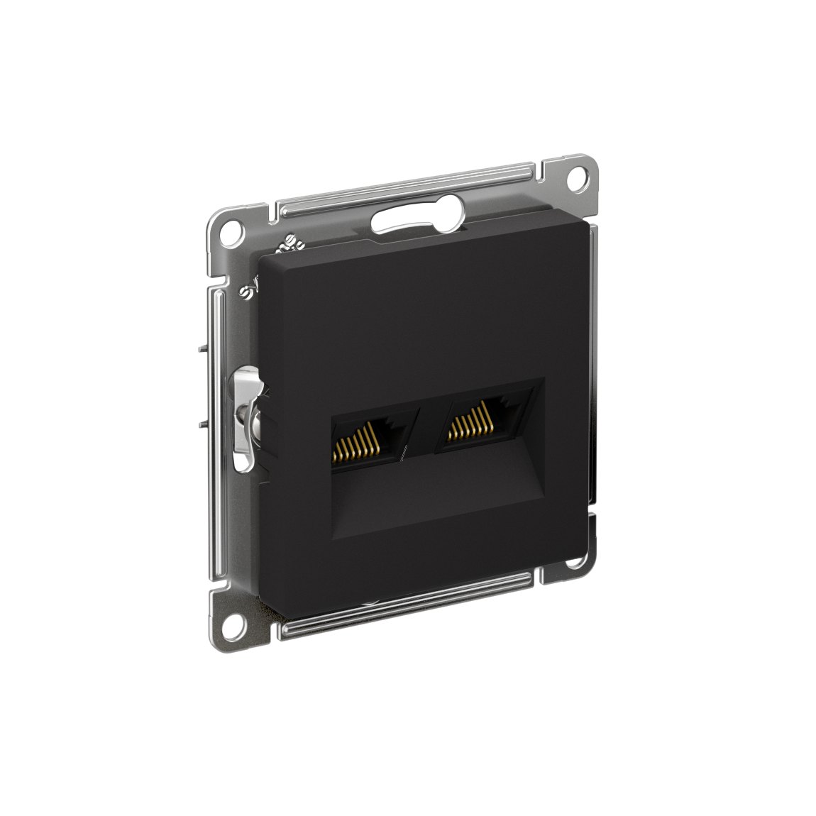 ATLASDESIGN РОЗЕТКА двойная компьютерная RJ45+RJ45 кат. 6А, механизм, КАРБОН
