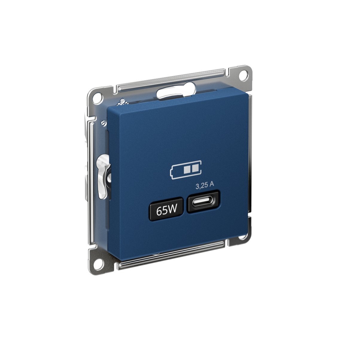 ATLASDESIGN USB РОЗЕТКА тип-C 65Вт высокоскор.заряд. QC, PD, механизм, АКВАМАРИН