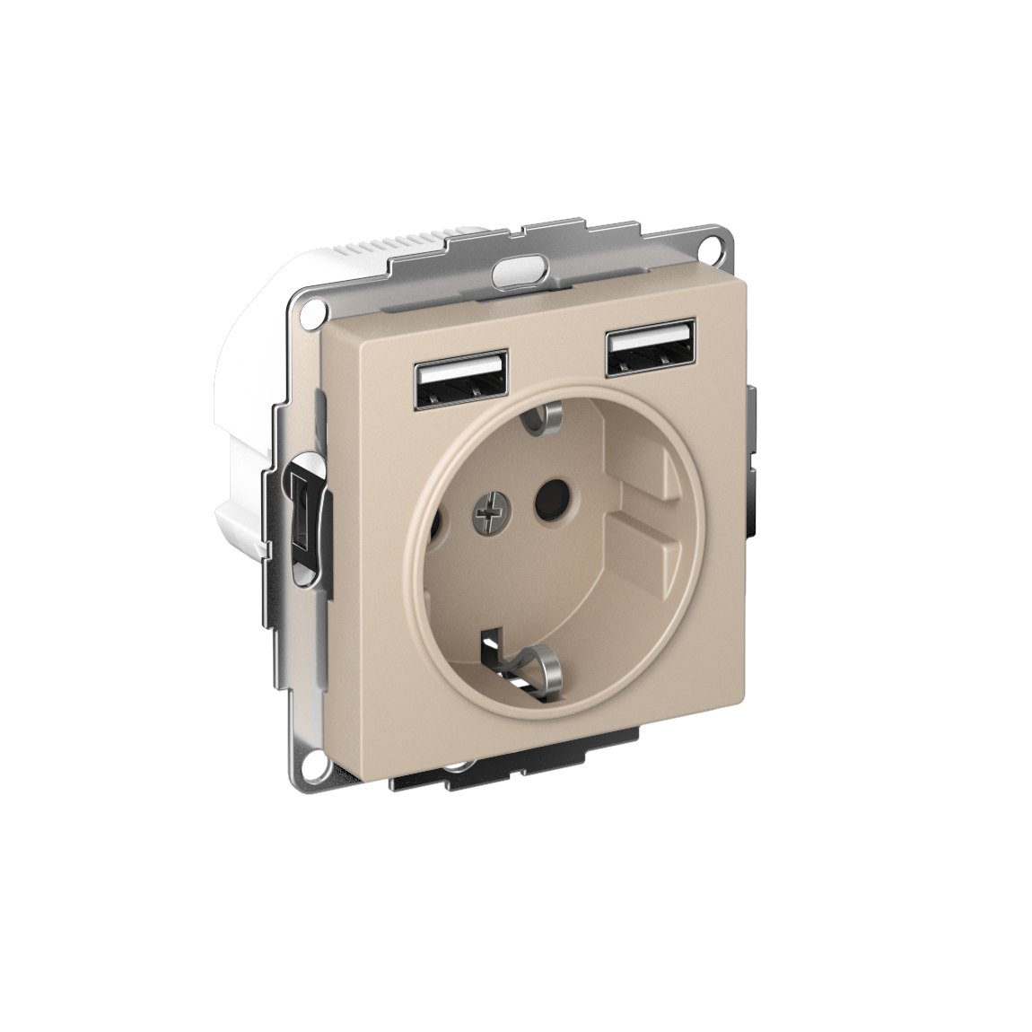 ATLASDESIGN РОЗЕТКА 16А c 2 USB A+A, 5В/2,4А, 2х5В/1,2А, механизм, ПЕСОЧНЫЙ