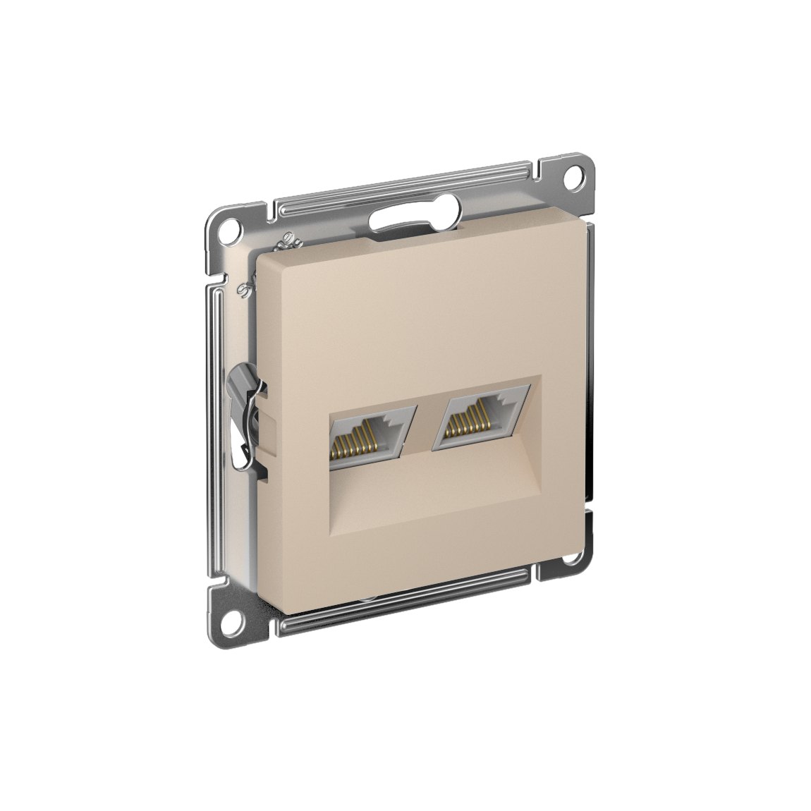 ATLASDESIGN РОЗЕТКА двойная компьютерная RJ45+RJ45 кат. 5e, механизм, ПЕСОЧНЫЙ