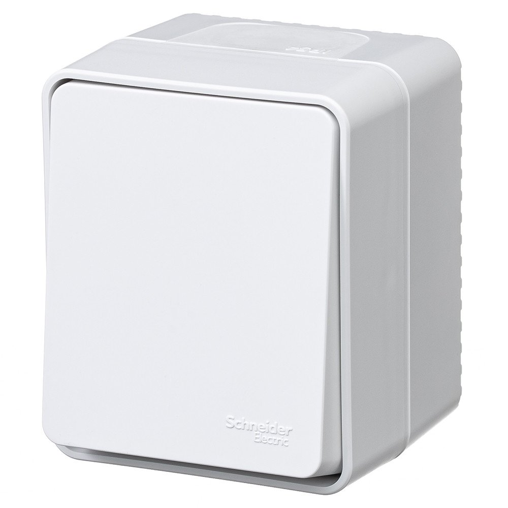 ATLASDESIGN PROFI IP54 О/У 1-клавишный ВЫКЛЮЧАТЕЛЬ КНОПОЧНЫЙ, сх.1, 10А, БЕЛЫЙ