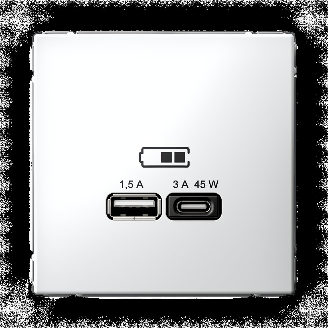 ARTGALLERY USB РОЗЕТКА A + тип-C 45Вт высокоскор.заряд. QC, PD, механизм, БЕЛЫЙ
