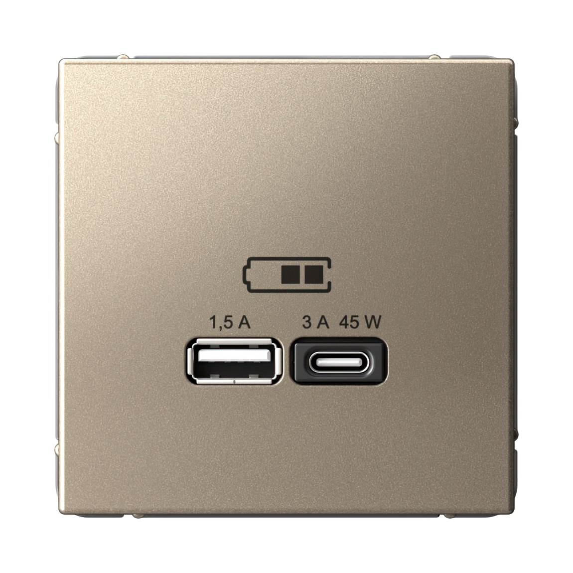 ARTGALLERY USB РОЗЕТКА A + тип-C 45Вт высокоскор.заряд. QC, PD, механизм, ШАМПАНЬ