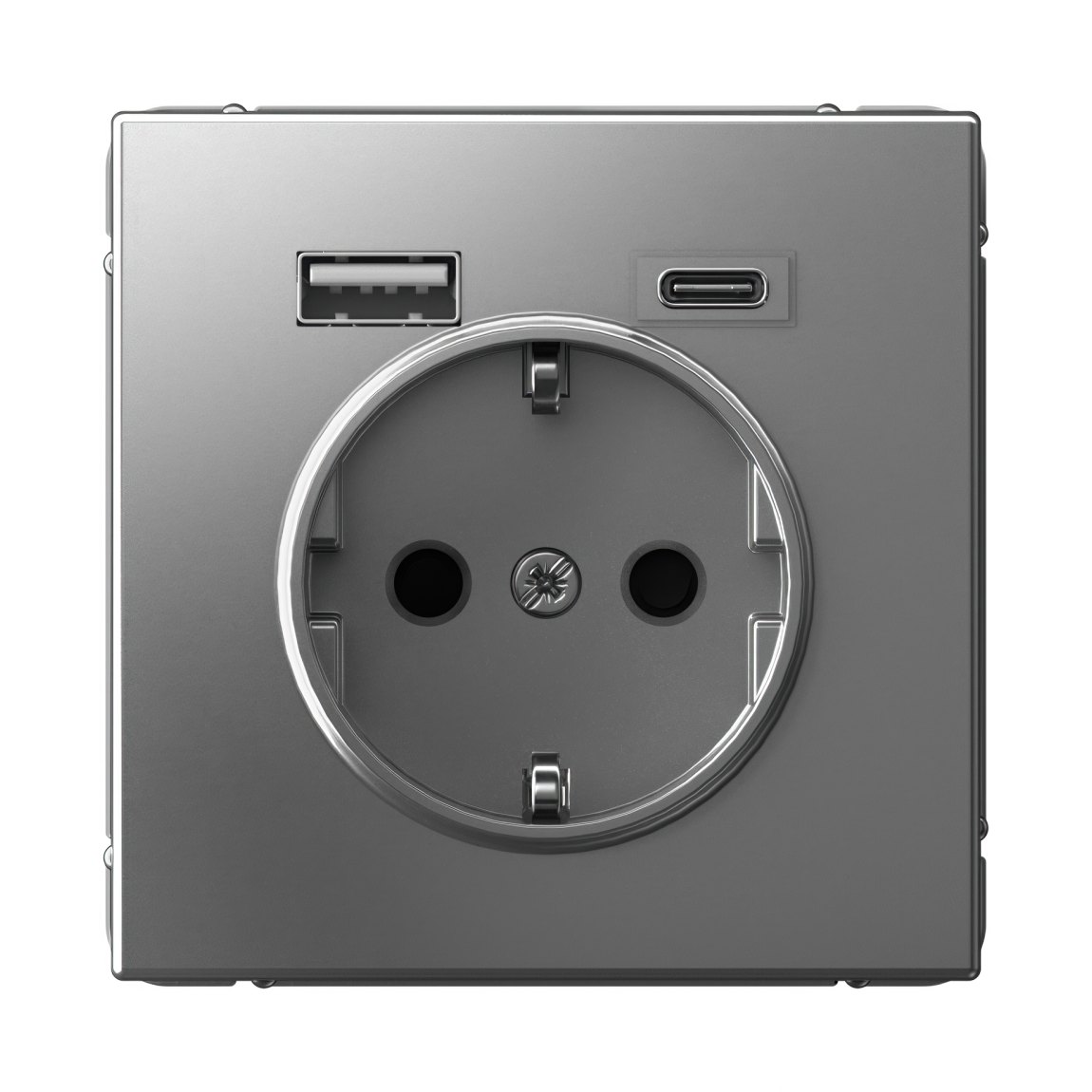 ARTGALLERY РОЗЕТКА 16А с 2 USB A+C, 5В/2,4А/3,0А, 2х5В/1,5А, механизм, СТАЛЬ