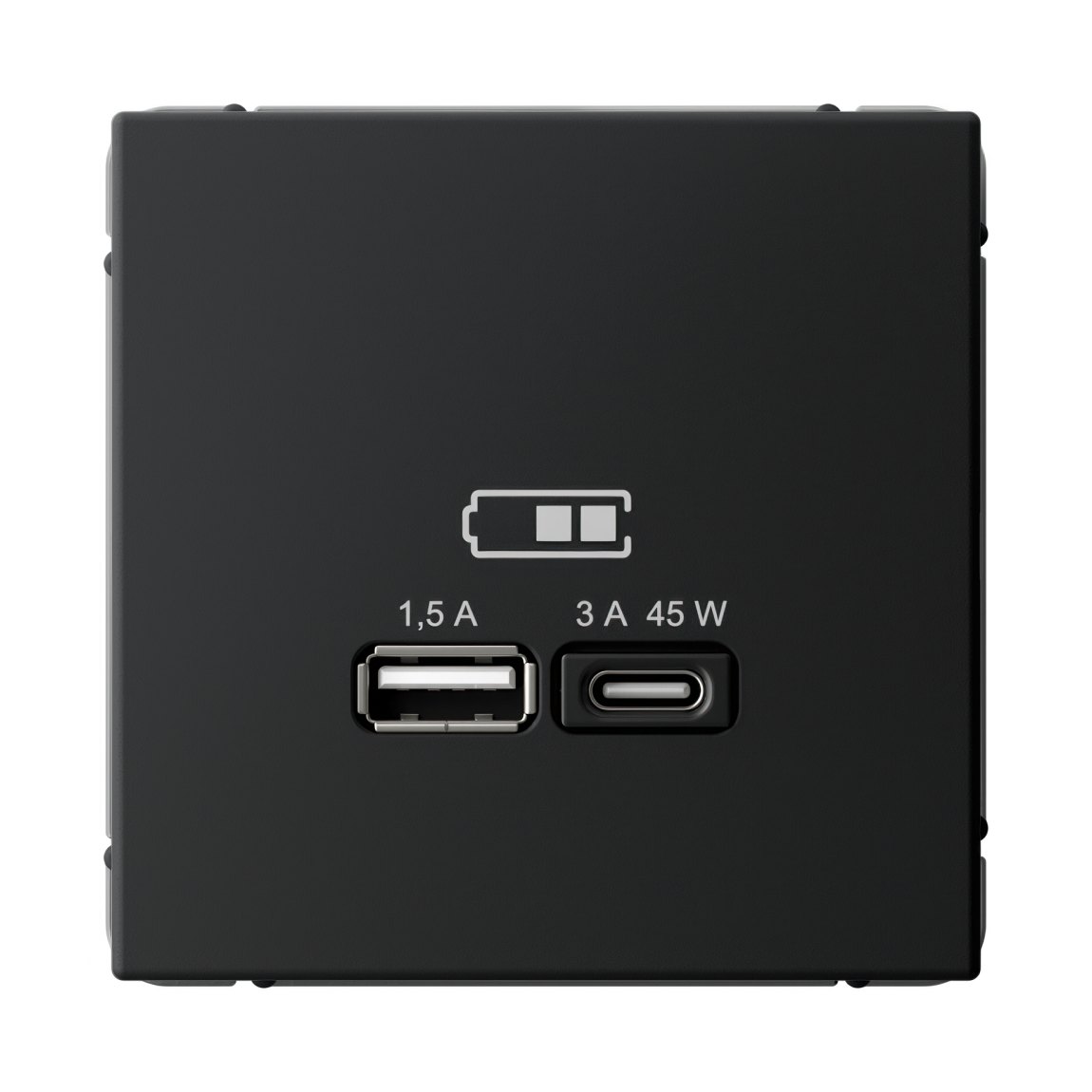 ARTGALLERY USB РОЗЕТКА A + тип-C 45Вт высокоскор.заряд. QC, PD, механизм, КАРБОН